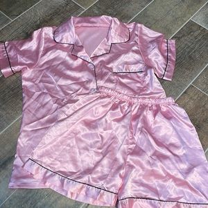 Satin pj pink set